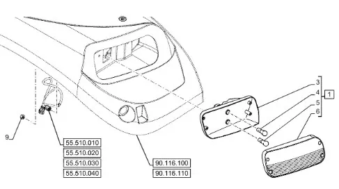 87747247 - Фонарь красн./бел. задн. лев. на крыле T8T8., Т7, Т6